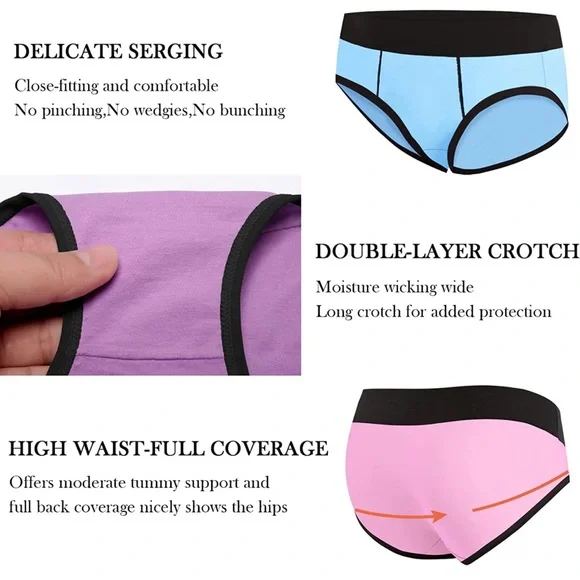 6pcs Cotton Underwear Top Full Briefs Soft Stretch Breathable Ladies Panties